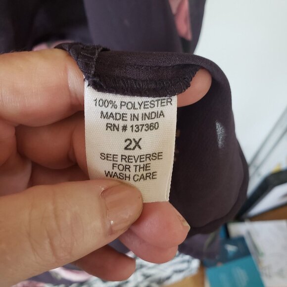 Live 4 Truth Duster Top Sheer Front Tie Floral Smocking Flowy Cover Up 2X Plus - Picture 8 of 10